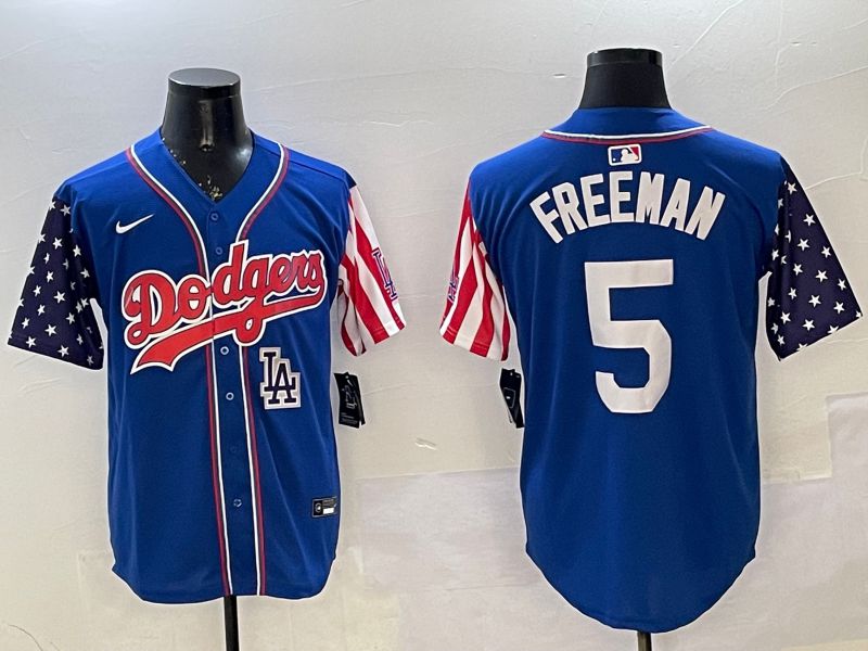 Men Los Angeles Dodgers #5 Freeman Blue a generation of national flags Joint name 2025 Nike MLB Jersey style 11
